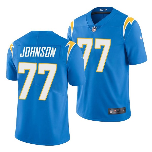 Men's Los Angeles Chargers #77 Zion Johnson Blue Vapor Untouchable Limited Stitched Jersey
